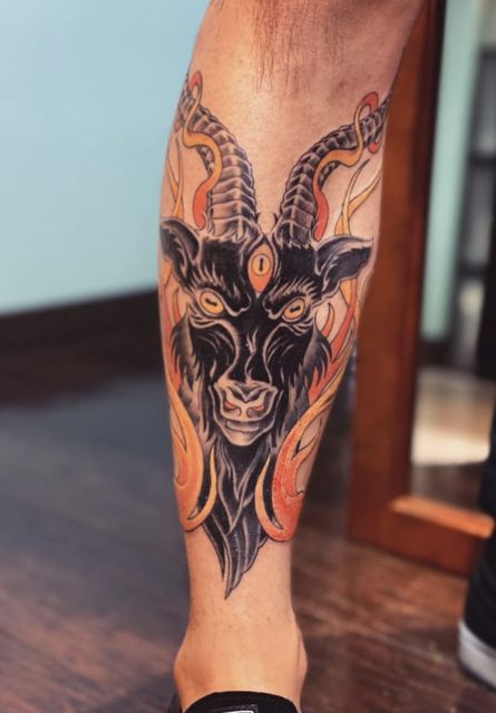 Baphomet tattoo by Deadpigeon (color)