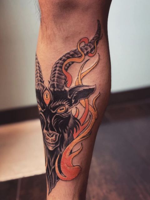 Baphomet tattoo by Deadpigeon (color)