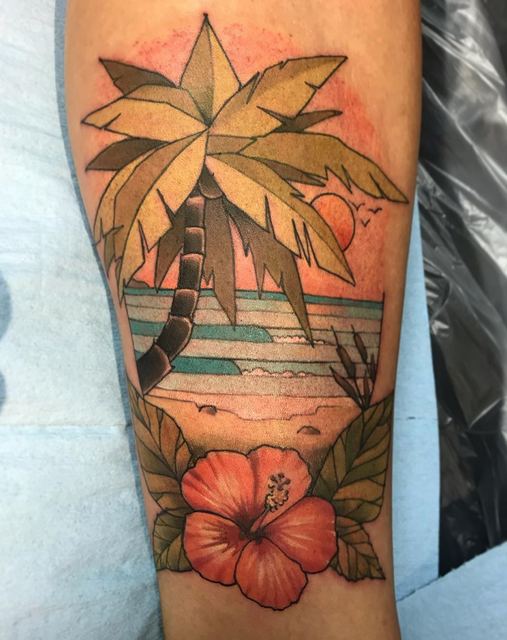 Beach tattoo by Deadpigeon (color)