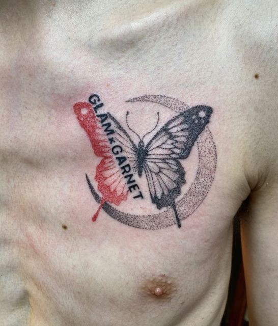 Butterfly moon tattoo by Deadpigeon (color)