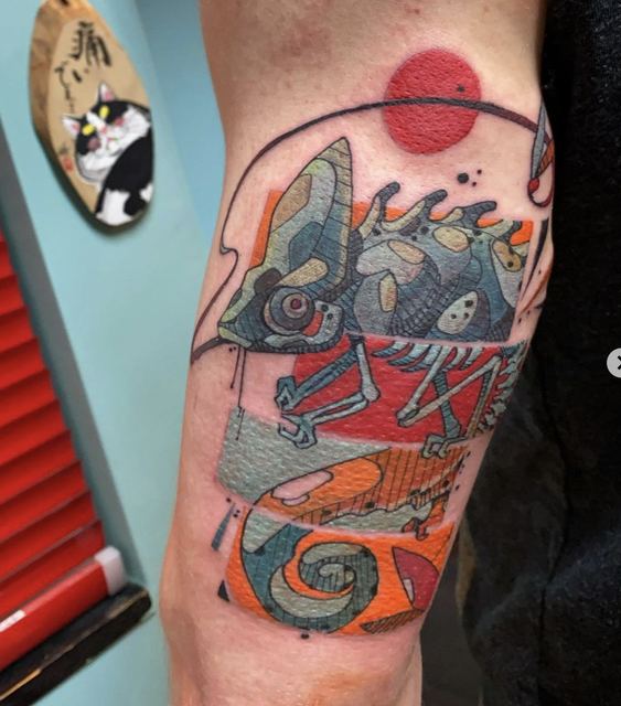 Cameleon tattoo by Deadpigeon (color)