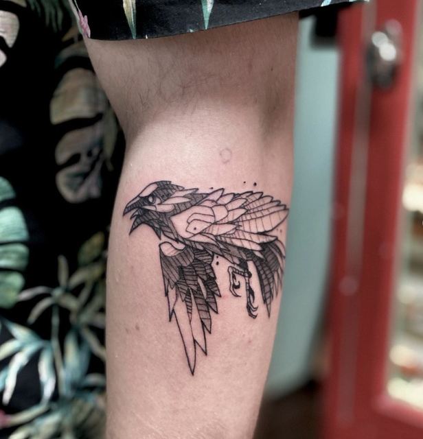 Crow tattoo by Deadpigeon (black & grey)