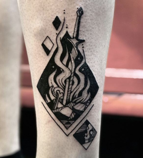 Dark Souls tattoo by Deadpigeon (black & grey)