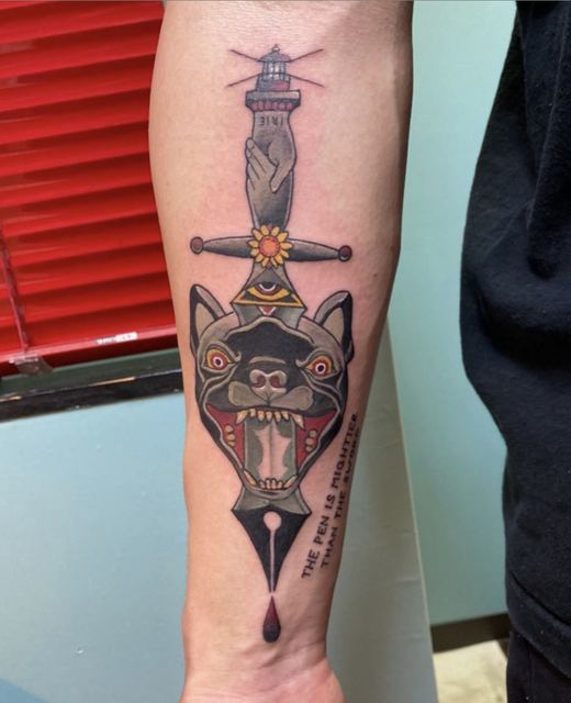 Dog Tribute tattoo by Deadpigeon (color)