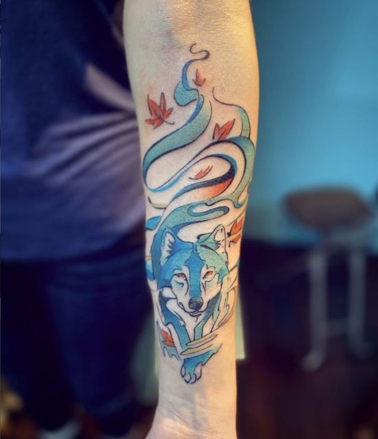 Fox tattoo by Deadpigeon (color)