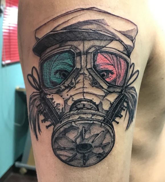GasMask tattoo by Deadpigeon (color)