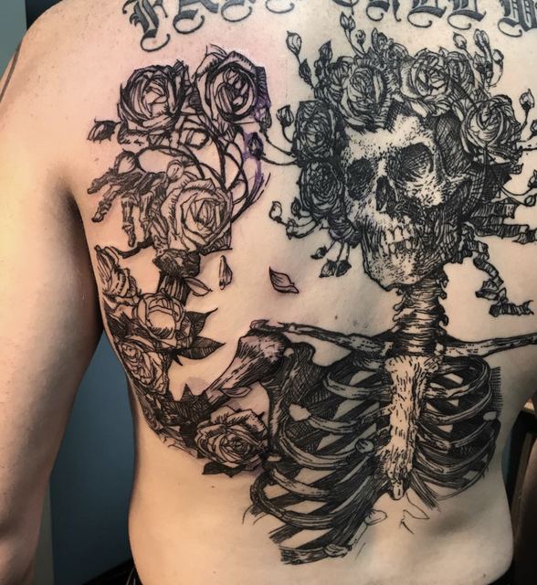 Grateful Dead tattoo by Deadpigeon (black & grey)