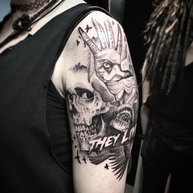 Horror Movies tattoo by Deadpigeon (black & grey)