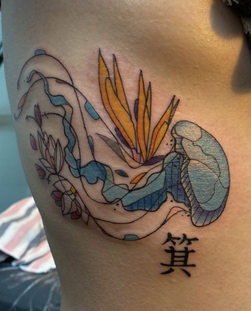 Jelly Fish tattoo by Deadpigeon (color)