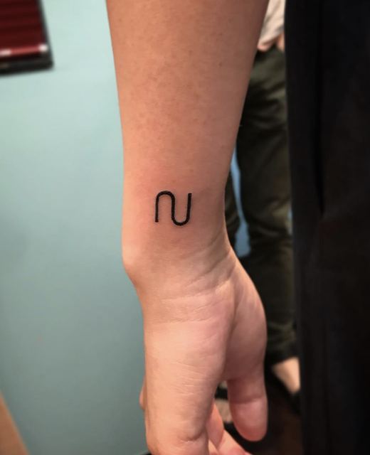 Logo tattoo by Deadpigeon (black & grey)