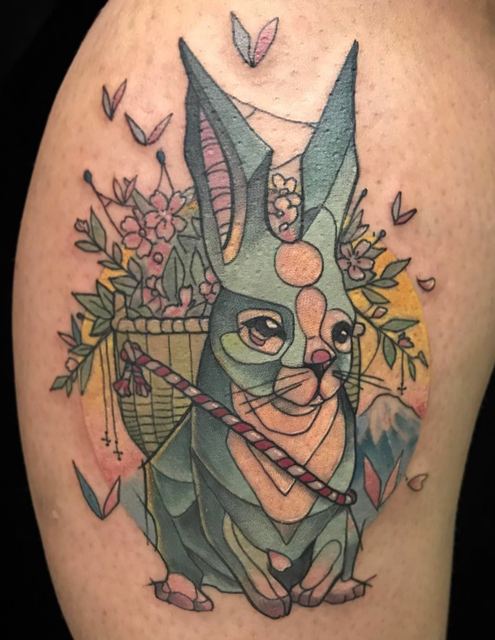 Rabbit tattoo by Deadpigeon (color)