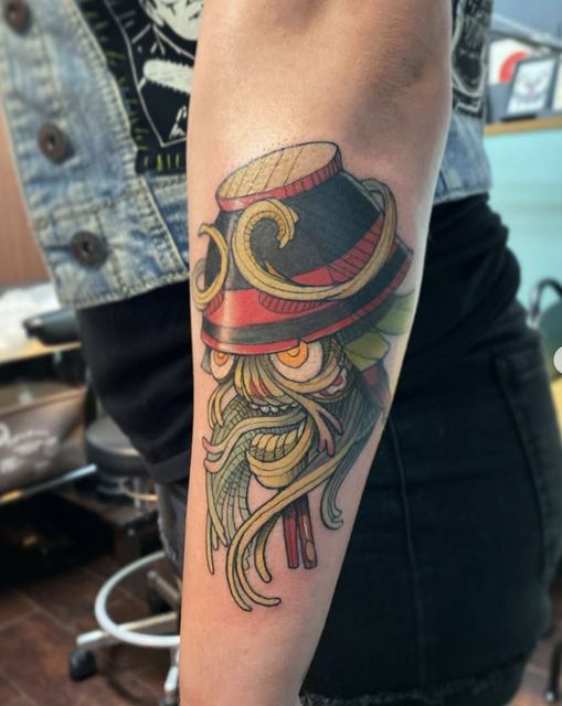 Ramen Monster tattoo by Deadpigeon (color)