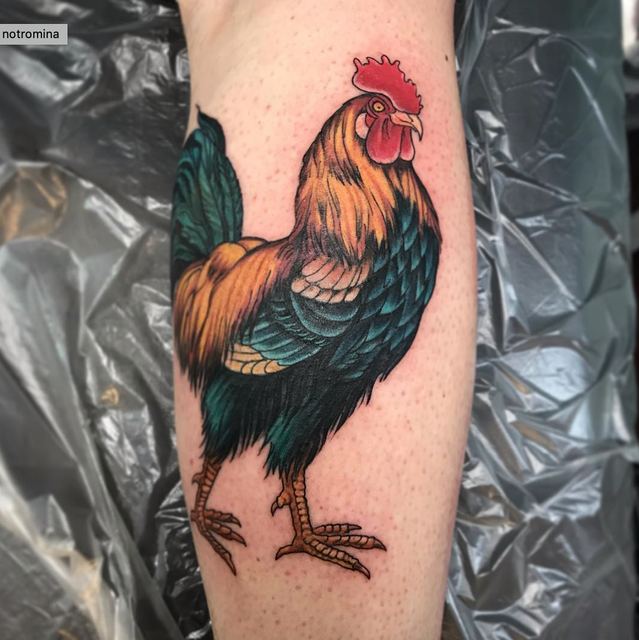 Rooster tattoo by Deadpigeon (color)