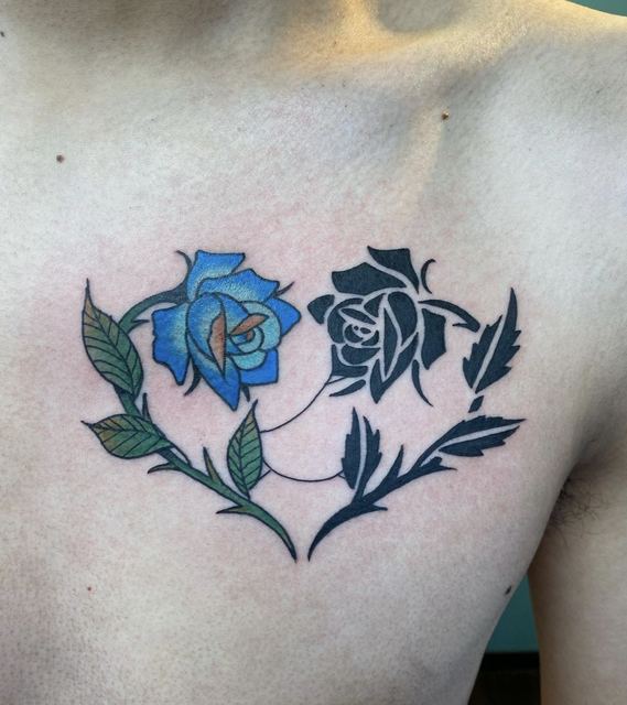 Roses tattoo by Deadpigeon (color)