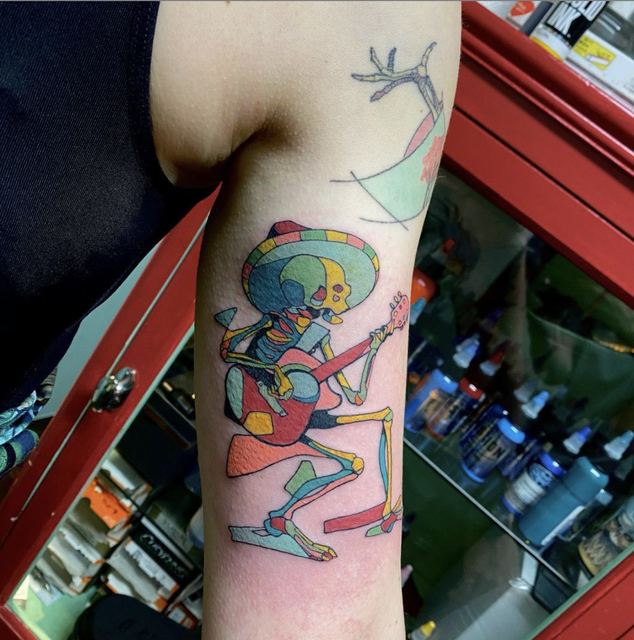 Skeleton tattoo by Deadpigeon (color)
