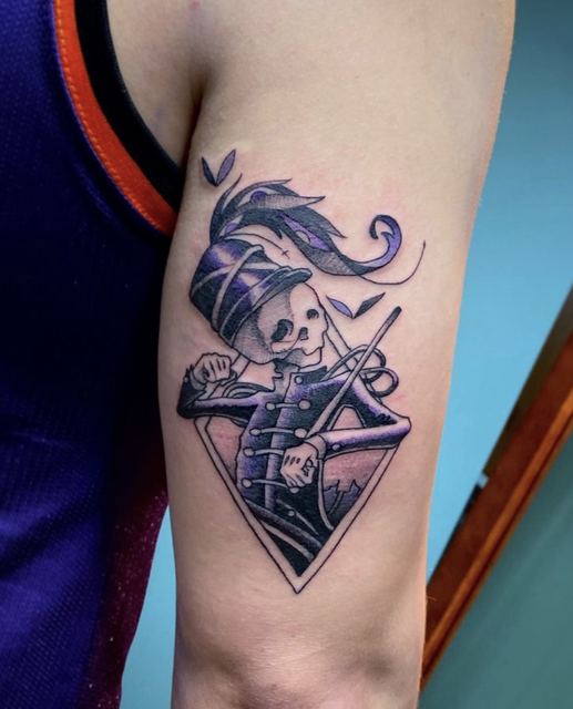 Skeleton tattoo by Deadpigeon (color)