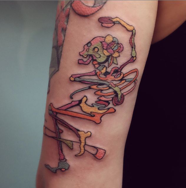 Skeleton tattoo by Deadpigeon (color)