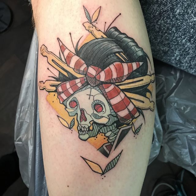 Skeleton tattoo by Deadpigeon (color)