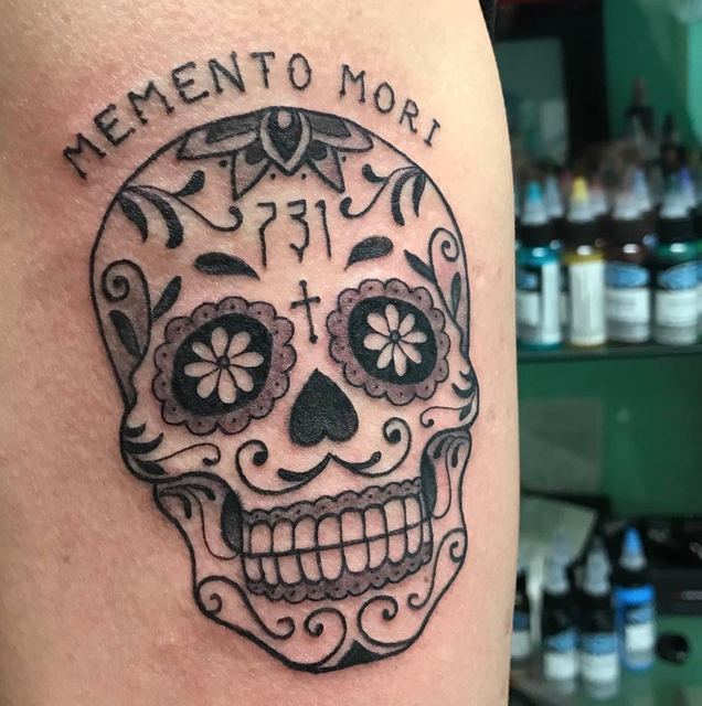 Skull tattoo by Deadpigeon (black & grey)