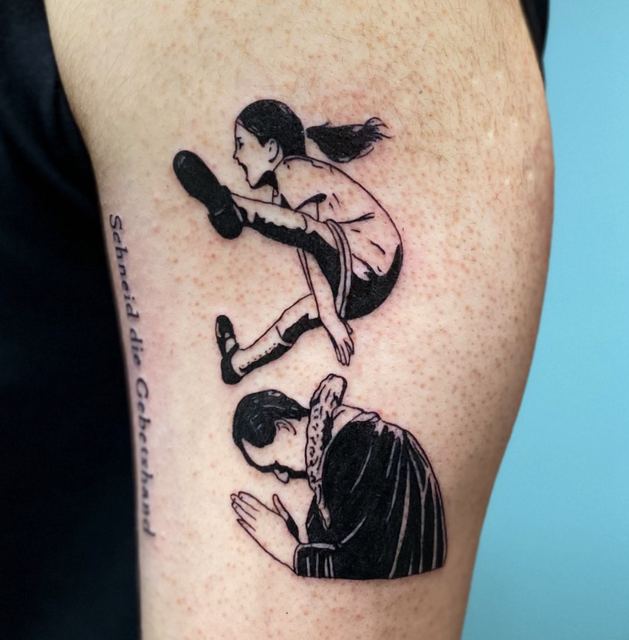 Street art tattoo by Deadpigeon (black & grey)