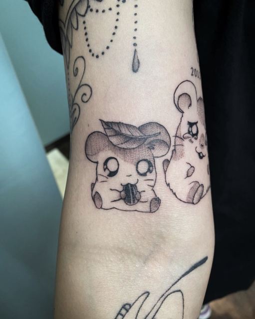 Tottoko Hamtaro tattoo by Deadpigeon (black & grey)
