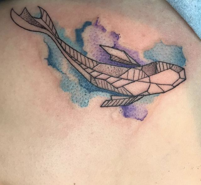 WaterColour Geometric tattoo by Deadpigeon (color)
